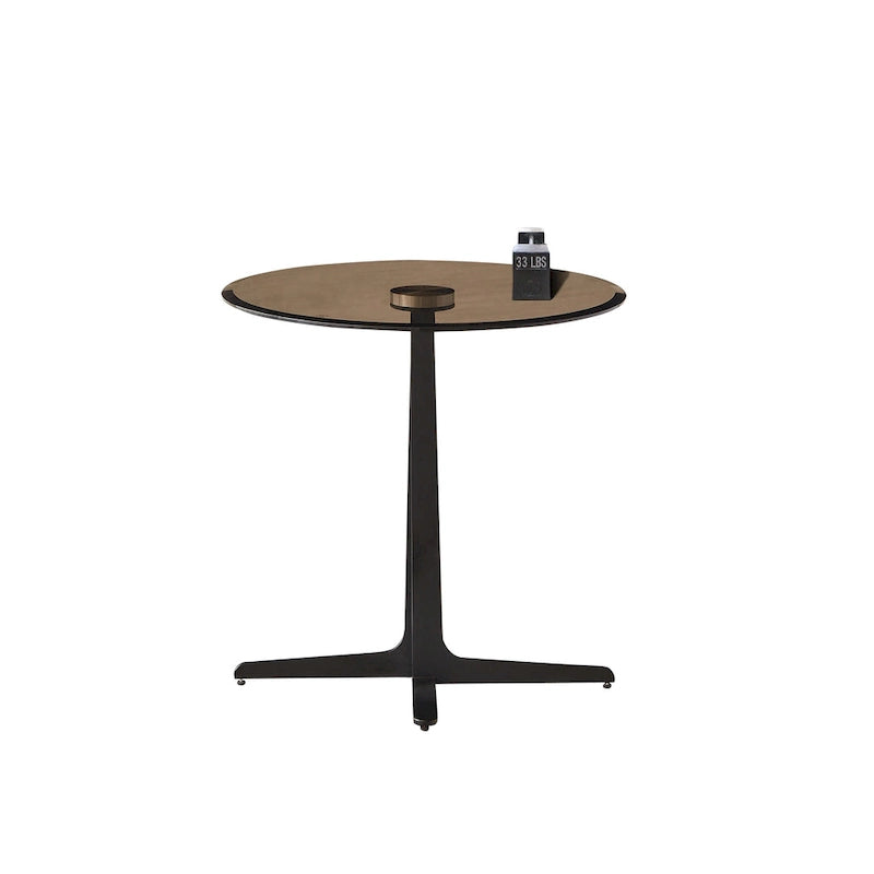 Mesa auxiliar con superficie de vidrio, mesa alta y redonda para bebidas, mesita de noche decorativa moderna de metal