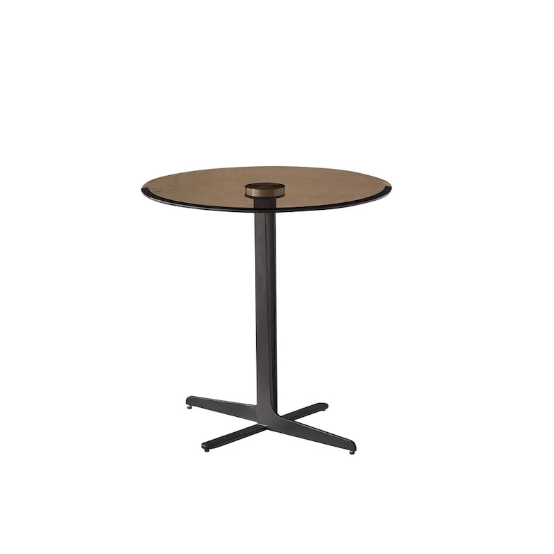 Mesa auxiliar con superficie de vidrio, mesa alta y redonda para bebidas, mesita de noche decorativa moderna de metal