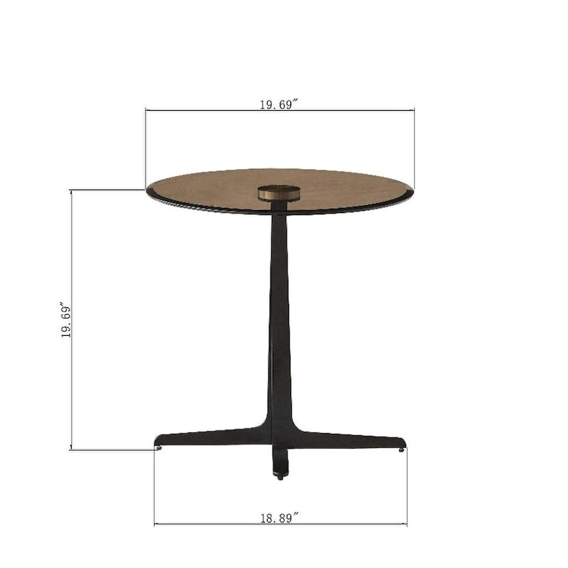 Mesa auxiliar con superficie de vidrio, mesa alta y redonda para bebidas, mesita de noche decorativa moderna de metal