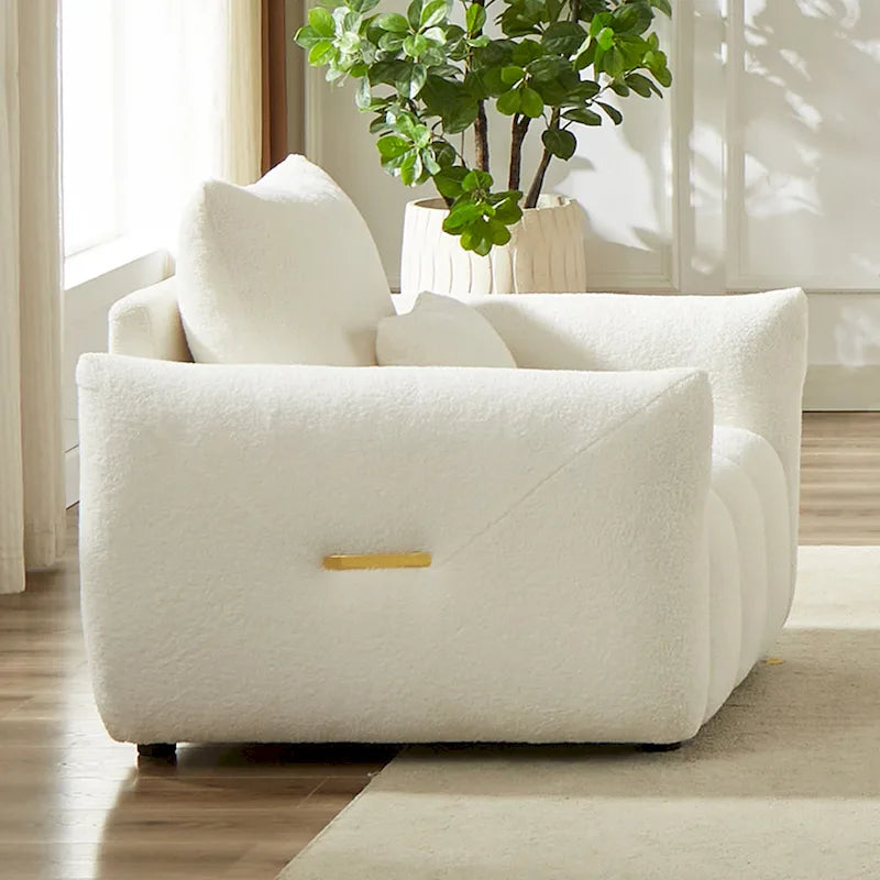 Sillón de descanso beige de tela teddy de 39.7 con patas de plástico