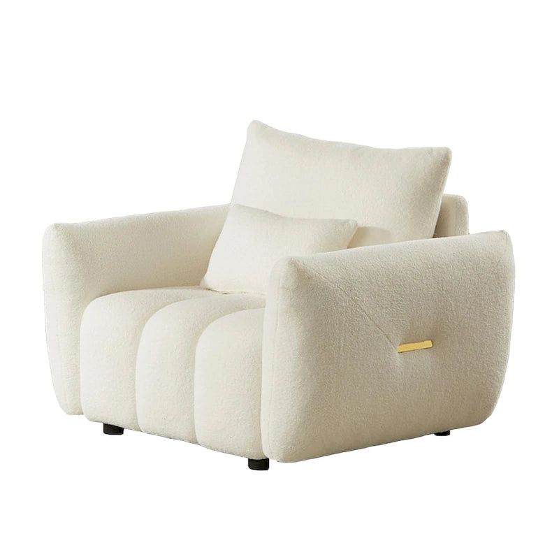 Sillón de descanso beige de tela teddy de 39.7 con patas de plástico