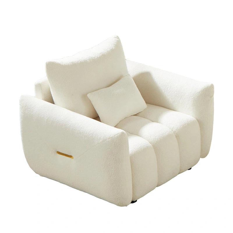 Sillón de descanso beige de tela teddy de 39.7 con patas de plástico