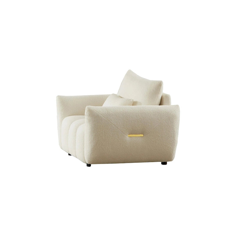 Sillón de descanso beige de tela teddy de 39.7 con patas de plástico