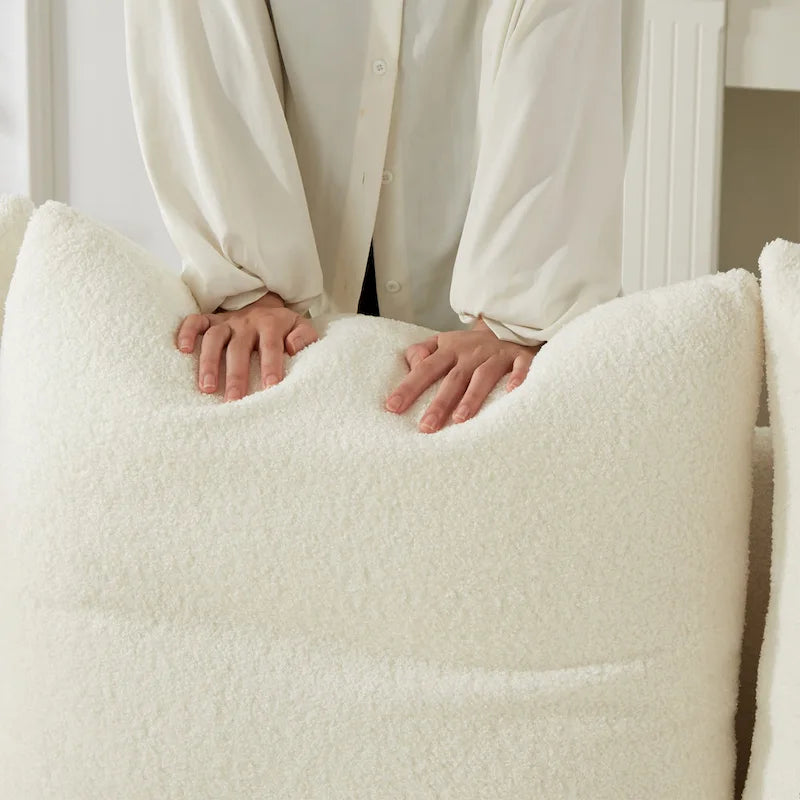 Sillón de descanso beige de tela teddy de 39.7 con patas de plástico