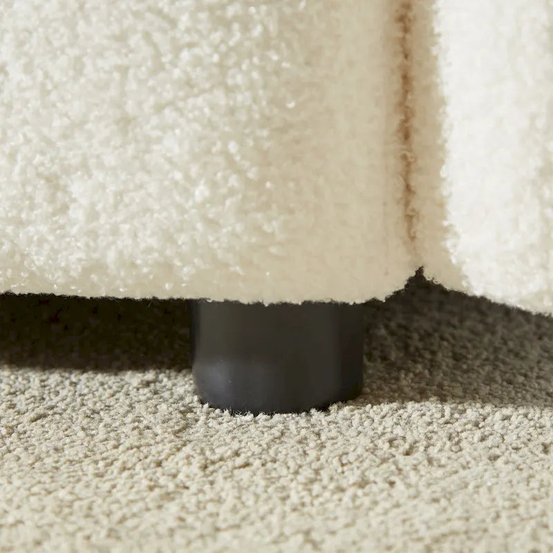 Sillón de descanso beige de tela teddy de 39.7 con patas de plástico
