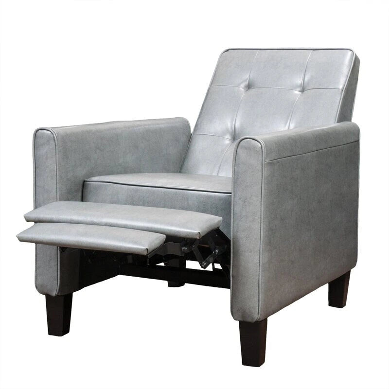 Sillón reclinable manual tipo club de 26.75 de ancho, con brazos enrollados y acolchado mullido para mayor comodidad, gris oscuro