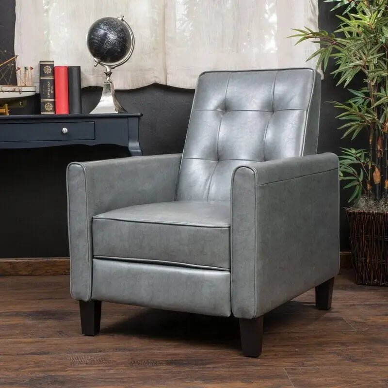 Sillón reclinable manual tipo club de 26.75 de ancho, con brazos enrollados y acolchado mullido para mayor comodidad, gris oscuro