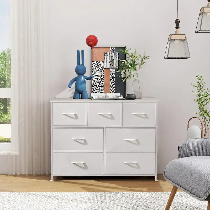 Cassettiera indipendente a 7 cassetti, torre cassettiera e mobile TV con piano in legno per cabina armadio e camera da letto