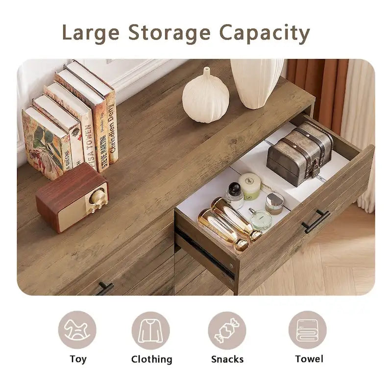 Mueble para TV estilo rústico de 47.24 con 6 cajones profundos de almacenamiento para la sala