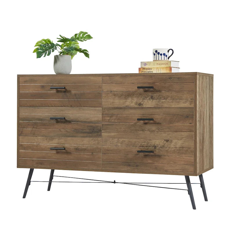 Mueble para TV estilo rústico de 47.24 con 6 cajones profundos de almacenamiento para la sala