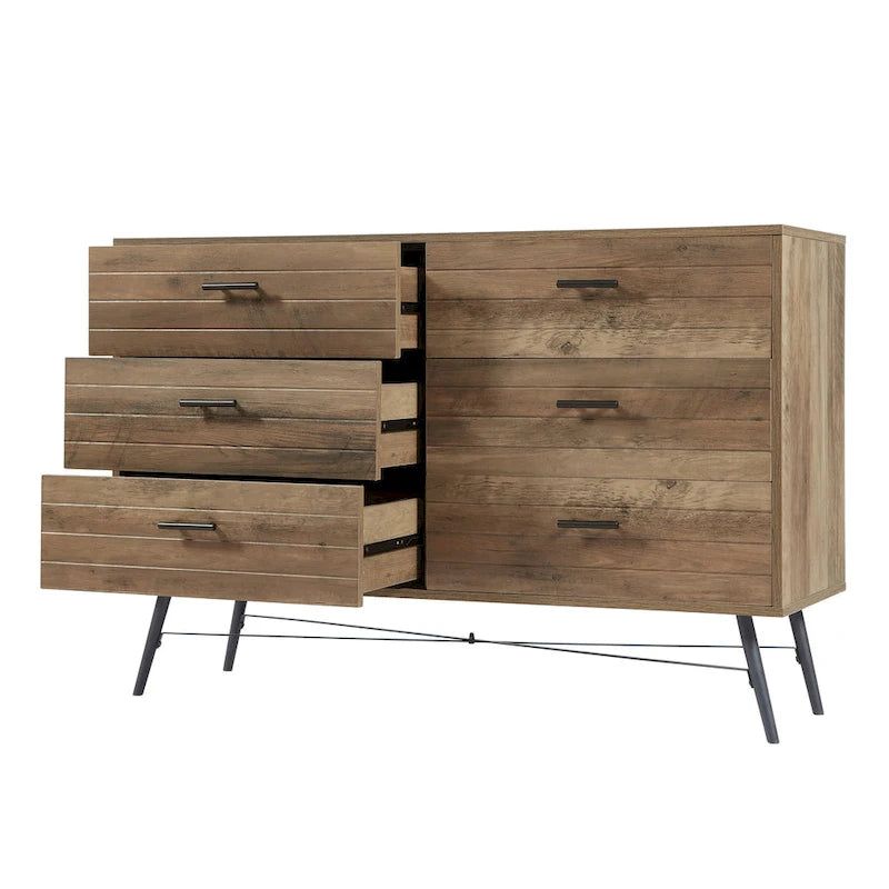 Mueble para TV estilo rústico de 47.24 con 6 cajones profundos de almacenamiento para la sala