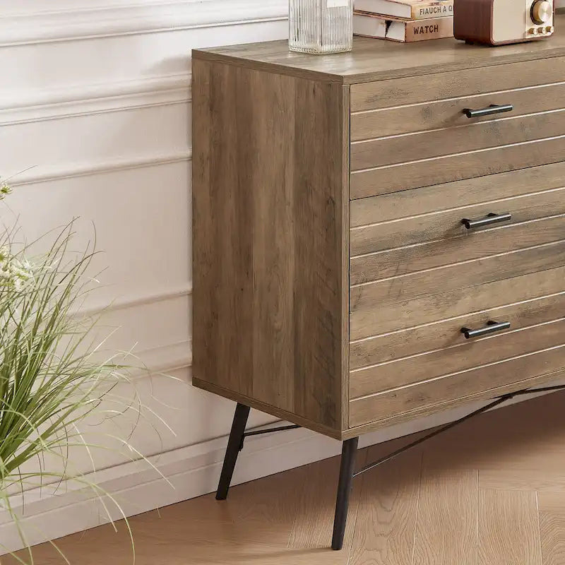 Mueble para TV estilo rústico de 47.24 con 6 cajones profundos de almacenamiento para la sala