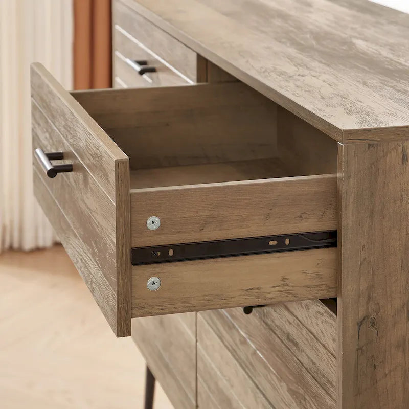 Mueble para TV estilo rústico de 47.24 con 6 cajones profundos de almacenamiento para la sala