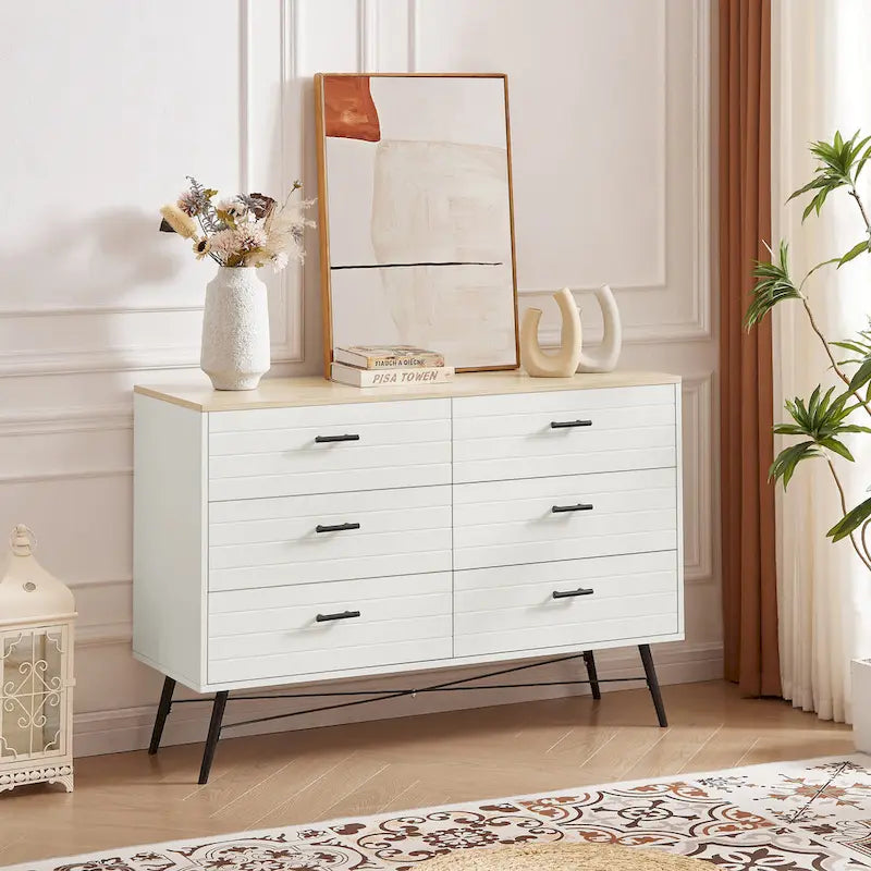Mueble para TV estilo rústico de 47.24 con 6 cajones profundos de almacenamiento para la sala