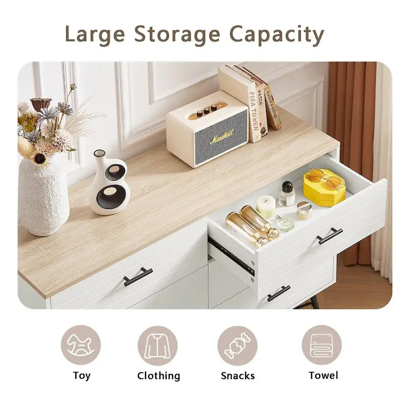 Mueble para TV estilo rústico de 47.24 con 6 cajones profundos de almacenamiento para la sala