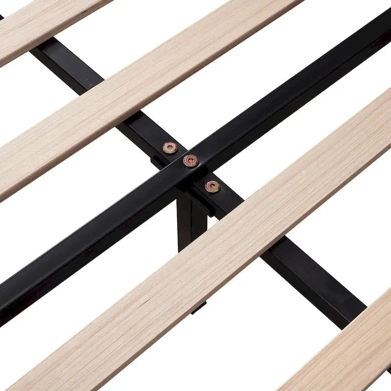 Cama de plataforma tapizada de terciopelo rojo con cabecero de diseño floral, no requiere somier