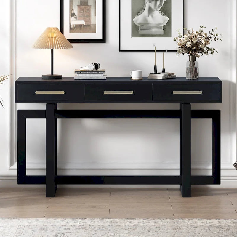 Consolle moderna da 57 con tre cassetti e design unico delle gambe per ingresso, corridoio e soggiorno