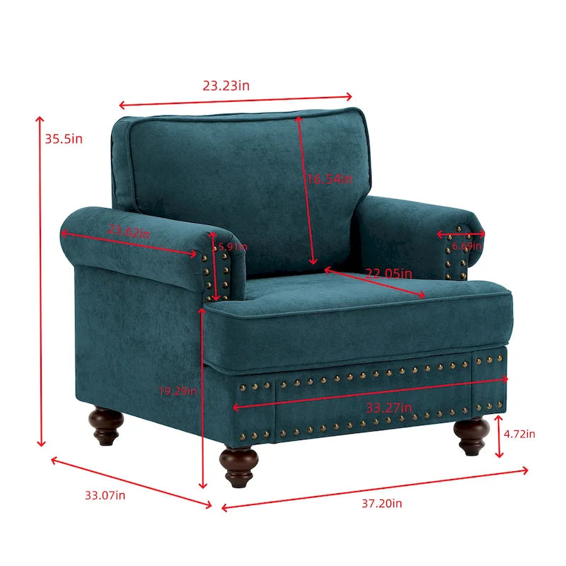 Poltrona moderna con bordino a borchie - 33.07 x 37.20 x 35.43