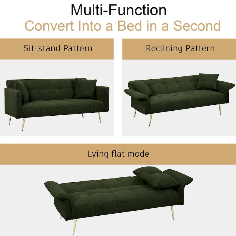 Sofá cama doble convertible con reposabrazos plegables - 31.10 x 70.00 x 31.49