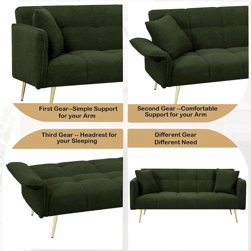 Sofá cama doble convertible con reposabrazos plegables - 31.10 x 70.00 x 31.49