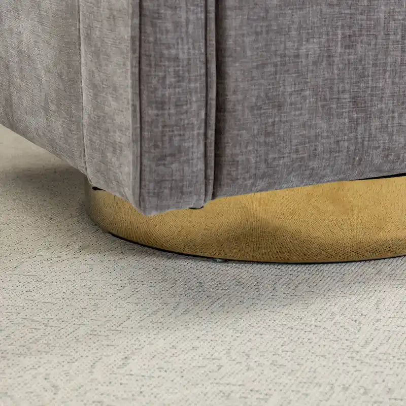 Sillón moderno tapizado giratorio, con respaldo abierto tipo barril y cojín