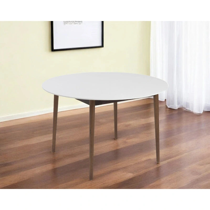 HomeRoots 47 White and Brown Rounded Dining Table