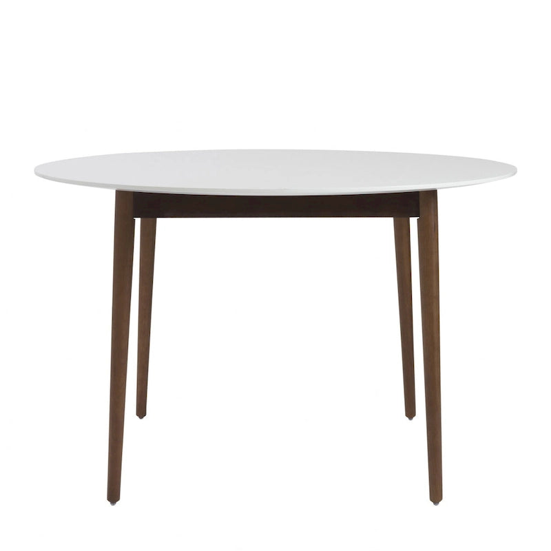 Tavolo da pranzo arrotondato bianco e marrone da 47