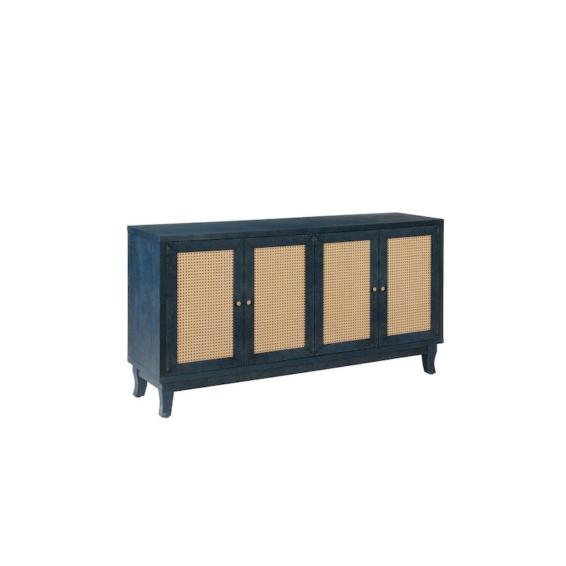 Mobile contenitore decorativo con 4 ante in rattan
