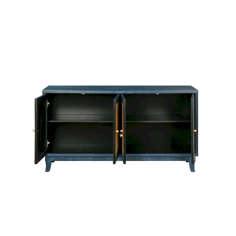 Mobile contenitore decorativo con 4 ante in rattan