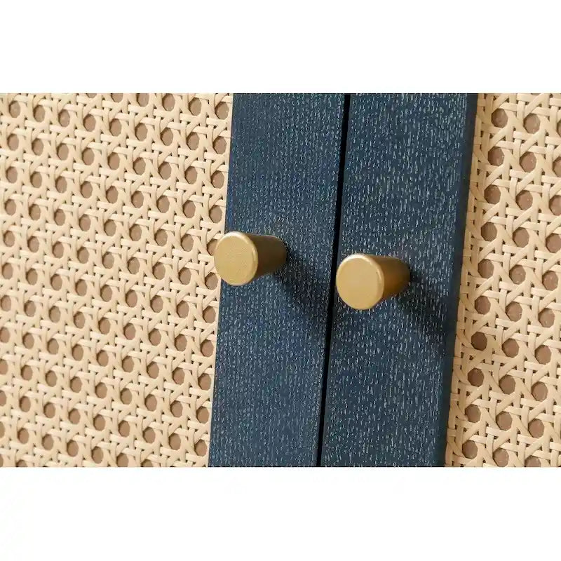 Mobile contenitore decorativo con 4 ante in rattan