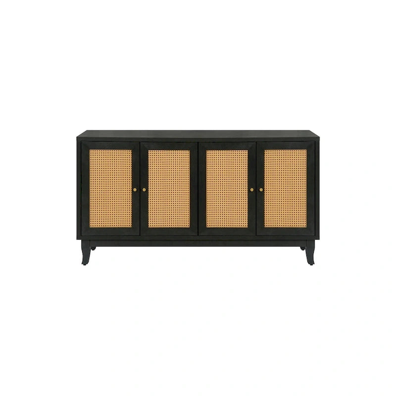 Mobile contenitore decorativo con 4 ante in rattan