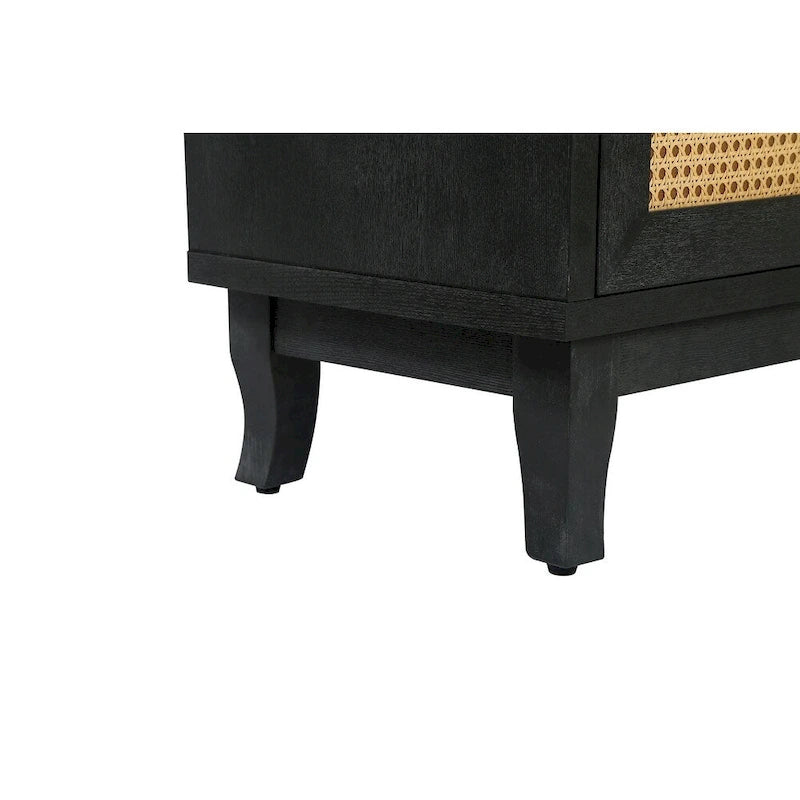 Mobile contenitore decorativo con 4 ante in rattan