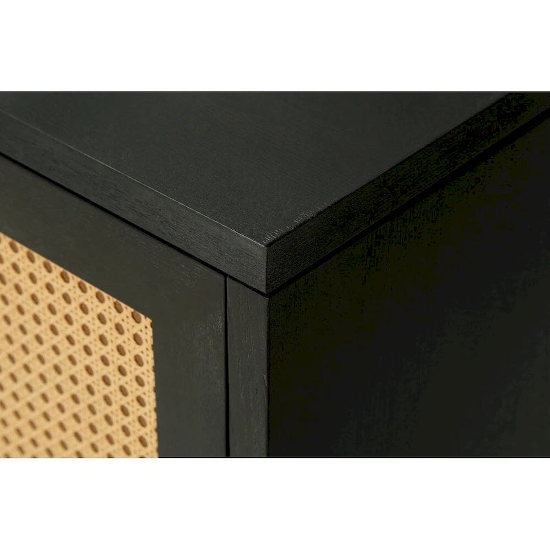 Mobile contenitore decorativo con 4 ante in rattan