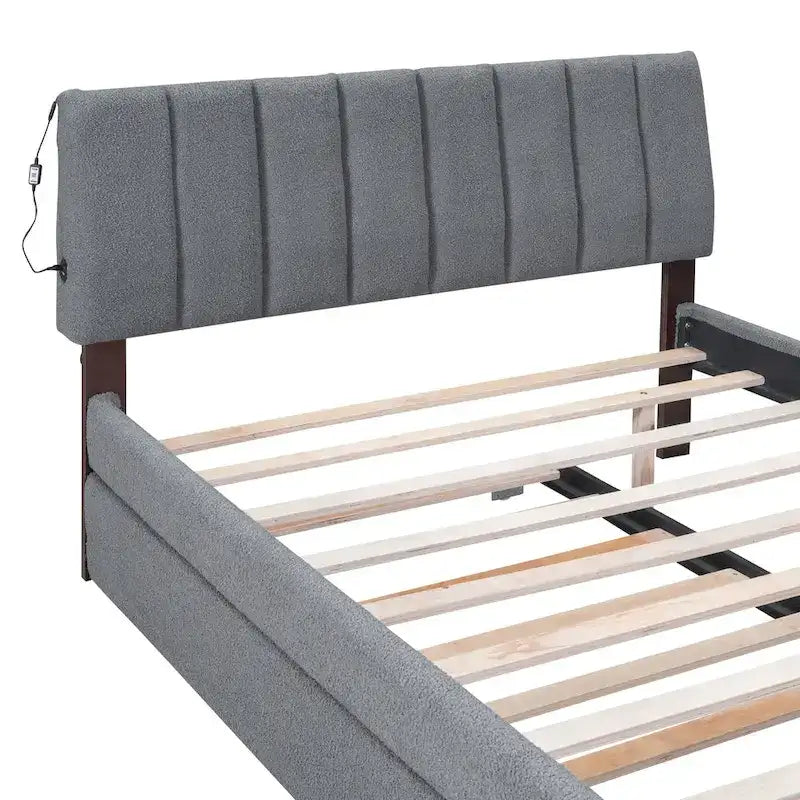 Letto contenitore imbottito con letto estraibile
