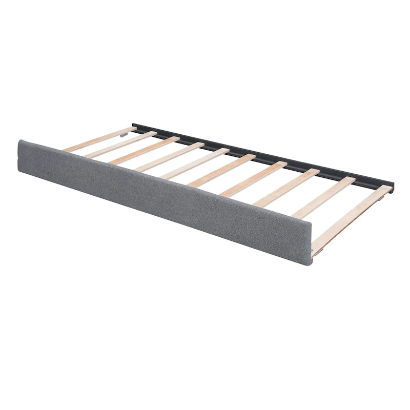 Letto contenitore imbottito con letto estraibile