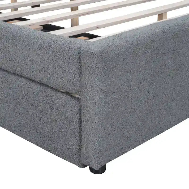 Letto contenitore imbottito con letto estraibile