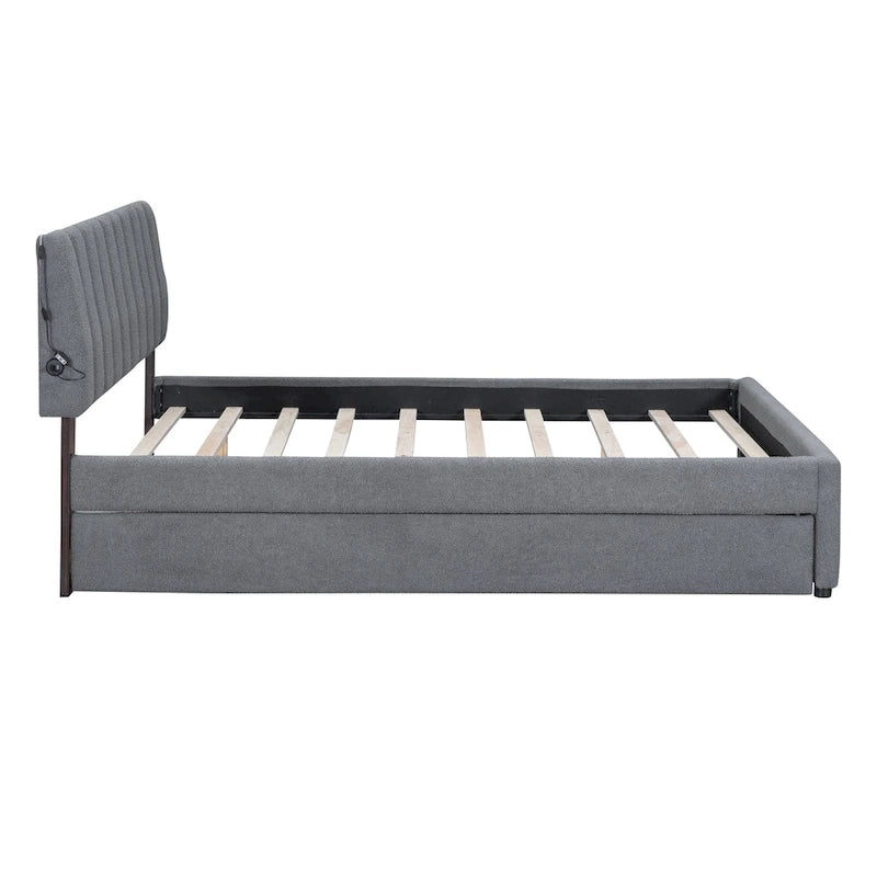 Letto contenitore imbottito con letto estraibile