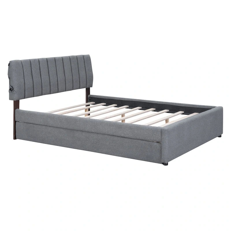 Letto contenitore imbottito con letto estraibile