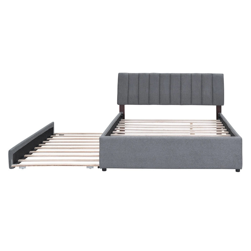 Letto contenitore imbottito con letto estraibile
