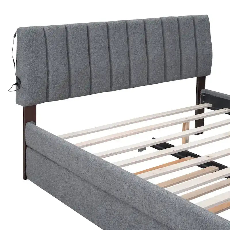 Letto contenitore imbottito con letto estraibile