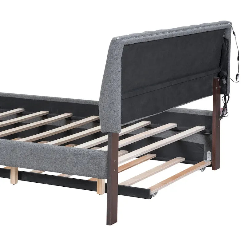 Letto contenitore imbottito con letto estraibile