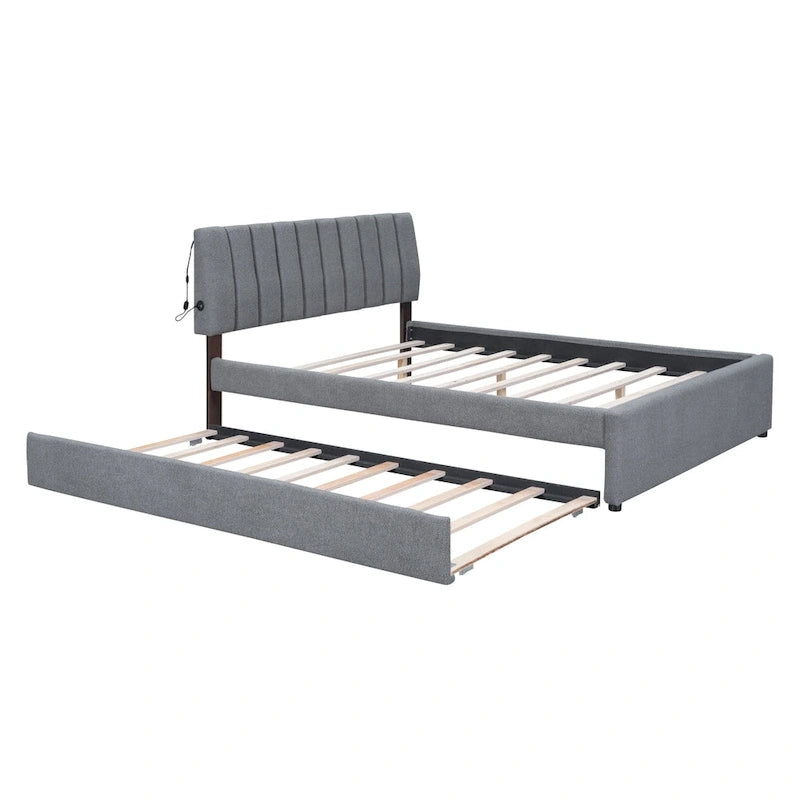 Letto contenitore imbottito con letto estraibile