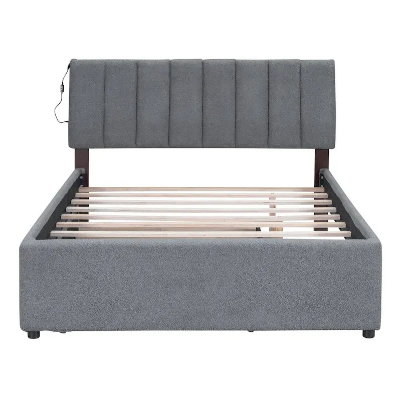 Letto contenitore imbottito con letto estraibile