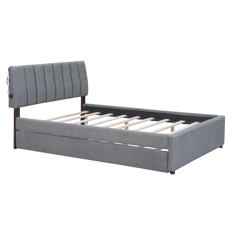 Letto contenitore imbottito con letto estraibile