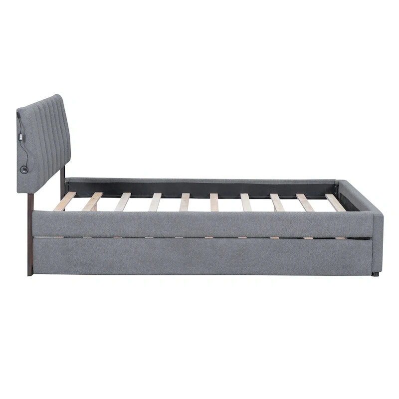 Letto contenitore imbottito con letto estraibile