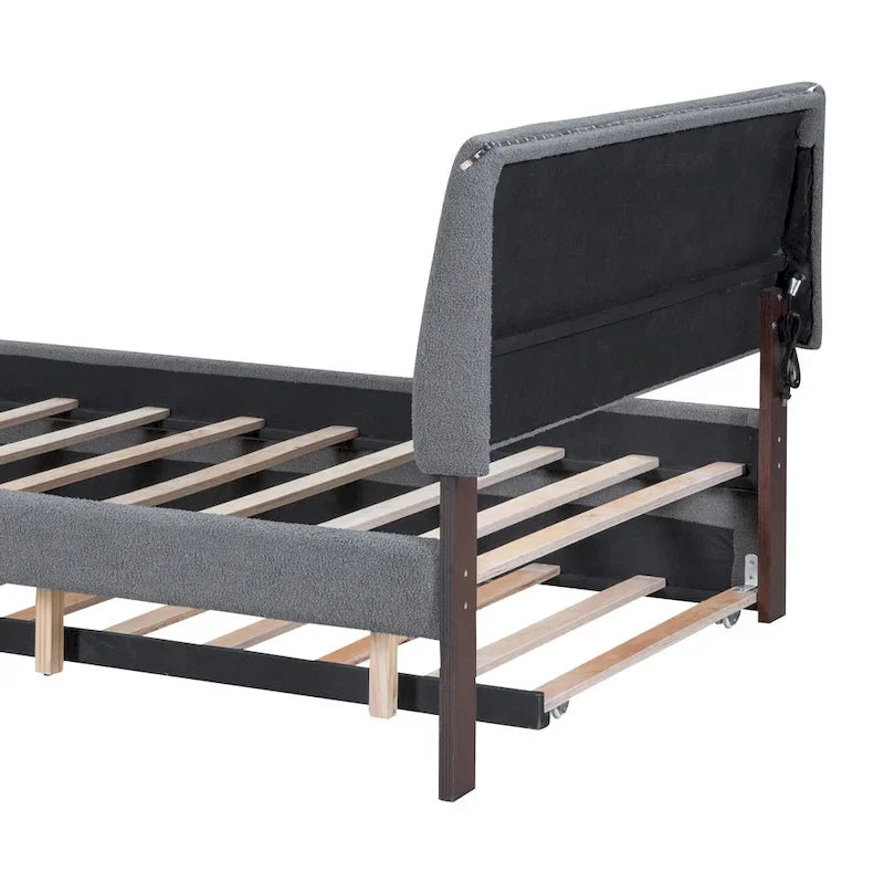 Letto contenitore imbottito con letto estraibile