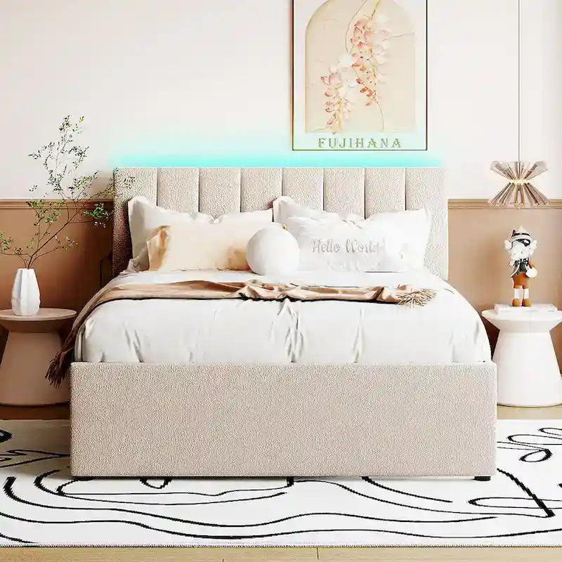 Letto contenitore imbottito con letto estraibile