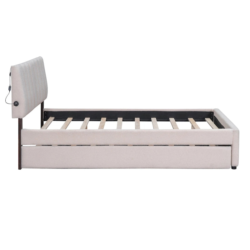 Letto contenitore imbottito con letto estraibile