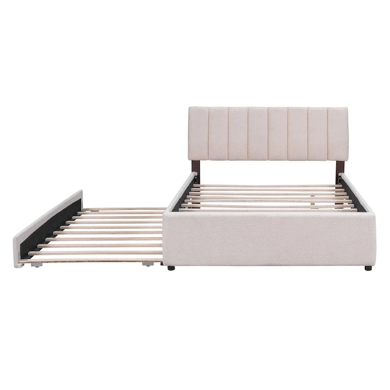 Letto contenitore imbottito con letto estraibile