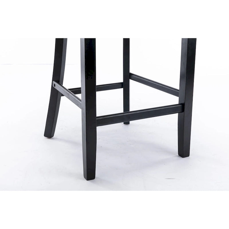 Sgabelli da bar contemporanei imbottiti in velluto con decorazione capitonné a bottoni, gambe in legno e bordino con borchie cromate, set da 2